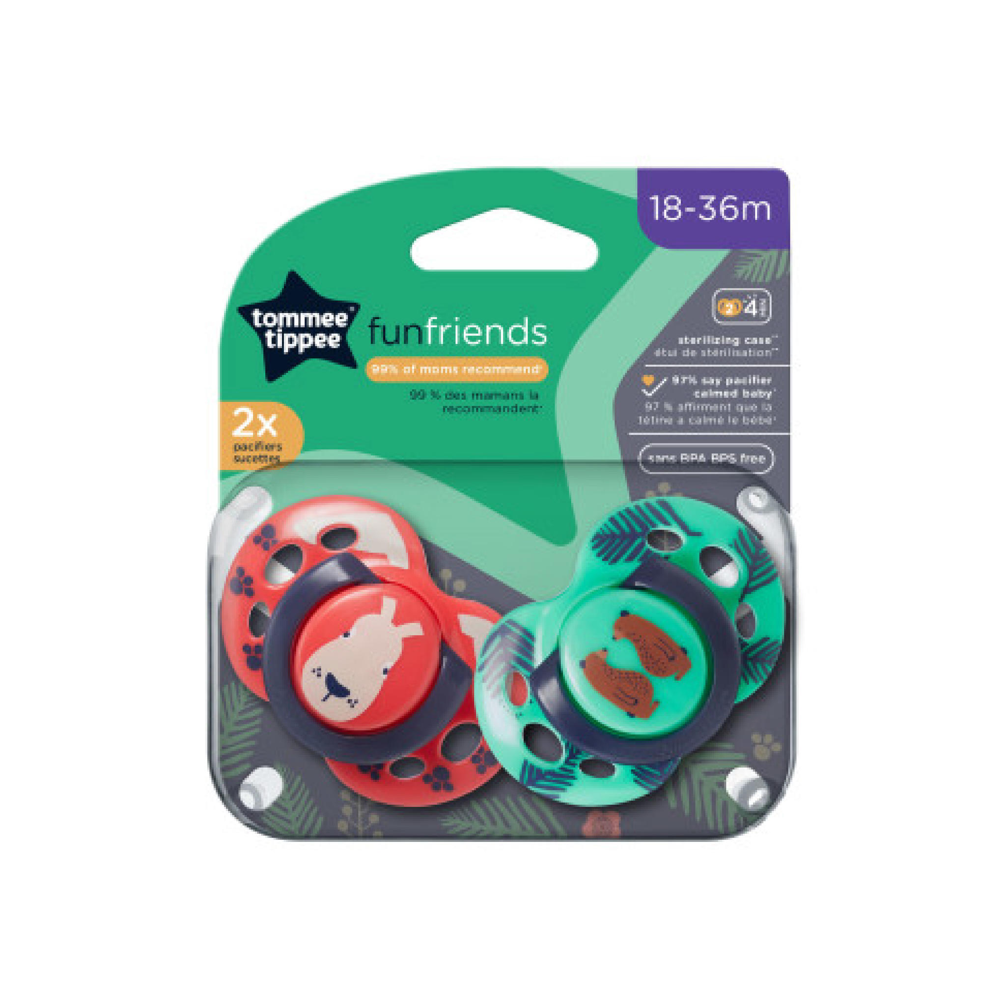 CHUPETES 18-36 MES TT FUN FRIENDS 2 PK