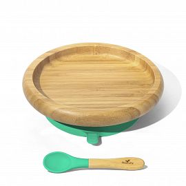BAMBOO STAY PUT SUCTION CLASSIC PLATE VERDE