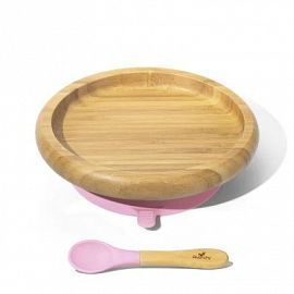 BAMBOO STAY PUT SUCTION CLASSIC PLATE ROSA